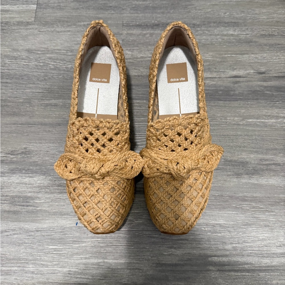 NWOT Dolce Vita Women's Nautural  Macrame Espadrille  Platform Loafers Sz 8.5